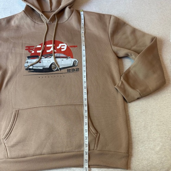 Mens Tan JDM Nissan Skyline R32 Graphic Hoodie Sweatshirt Large Japanese Street - Picture 3 of 6